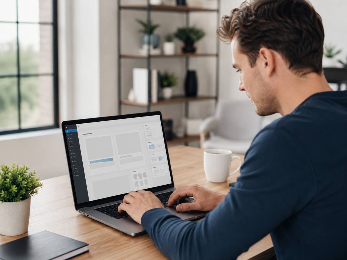 Building a website in WordPress on a laptop