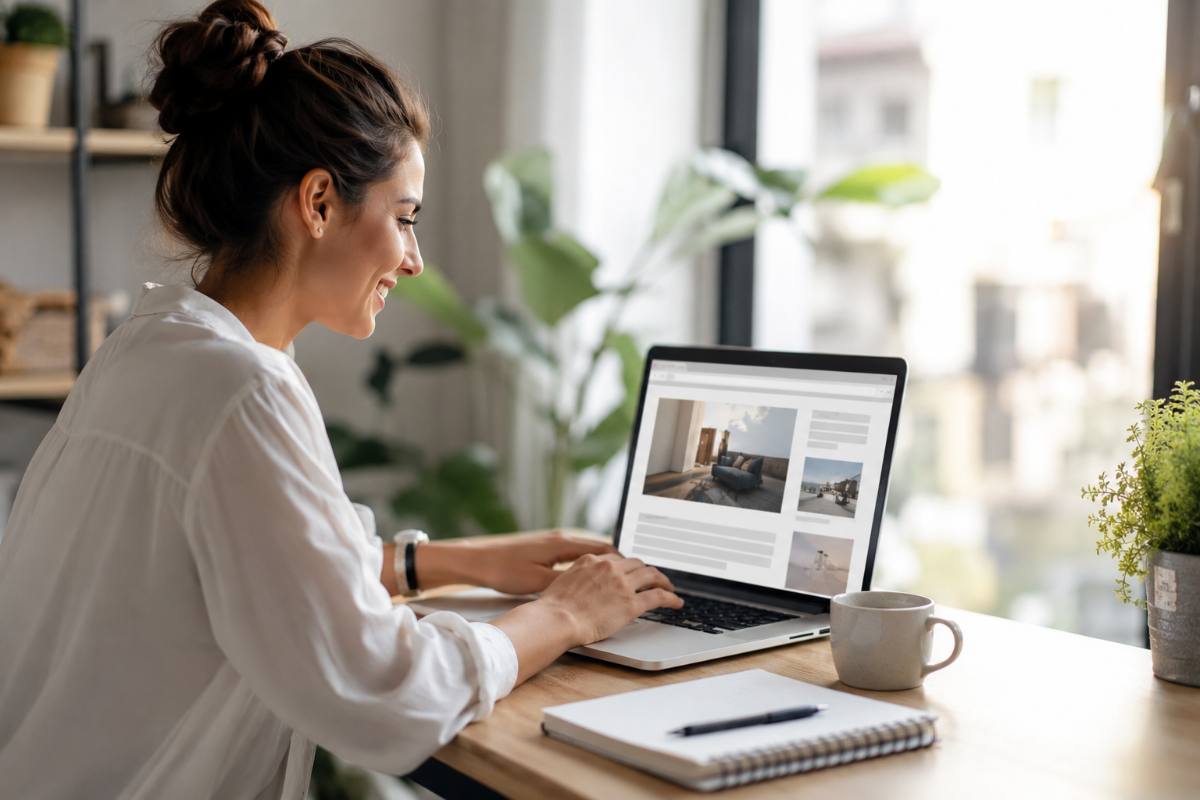 Writing an affiliate product review with help from AI on a laptop