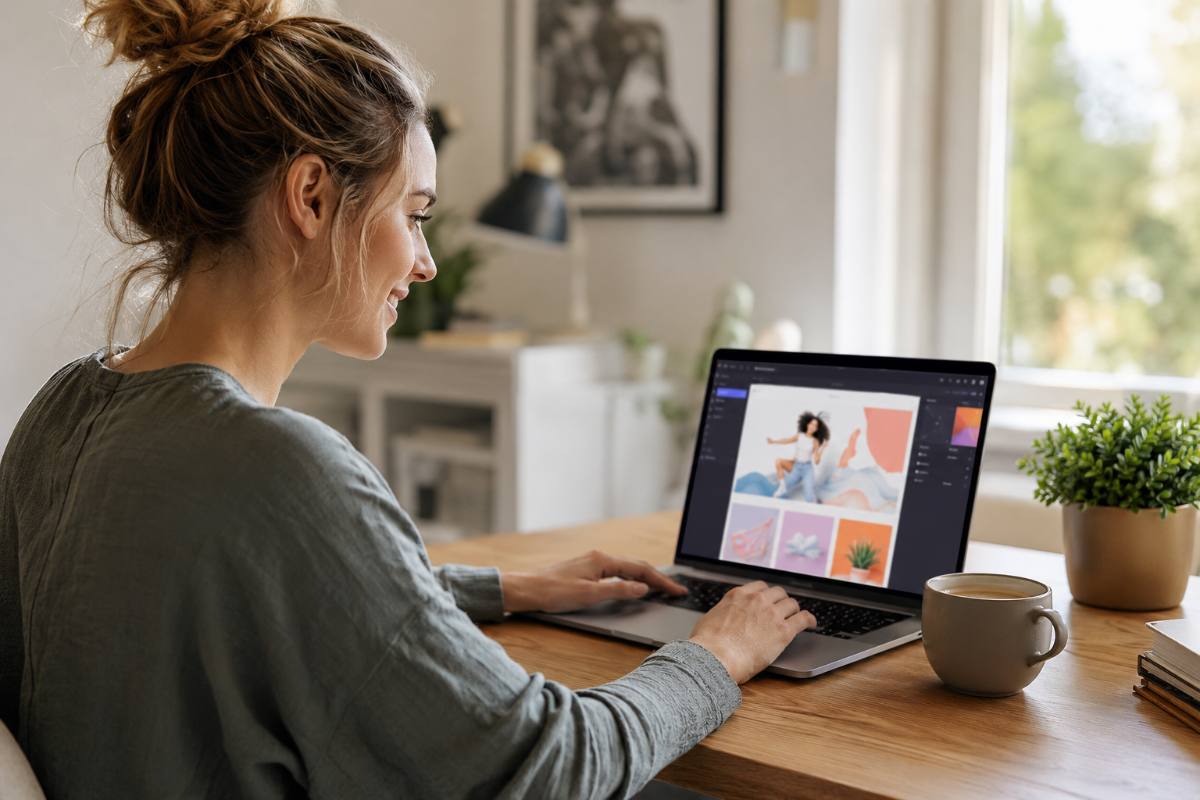 Customizing a website theme on a laptop after installing WordPress on Hostinger