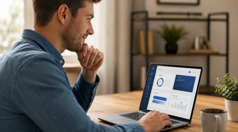 Choosing hosting for affiliate marketing on a laptop in a home office