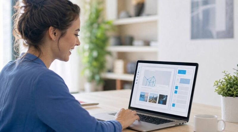 Using the Hostinger AI website builder to create a website on a laptop