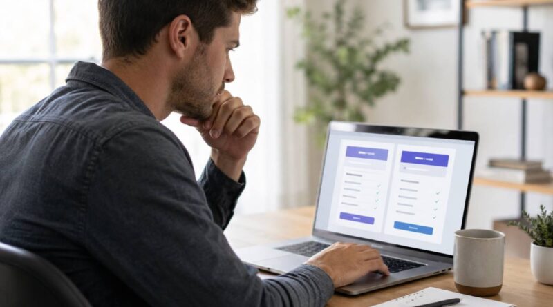 Comparing Hostinger vs GoDaddy hosting plans on a laptop
