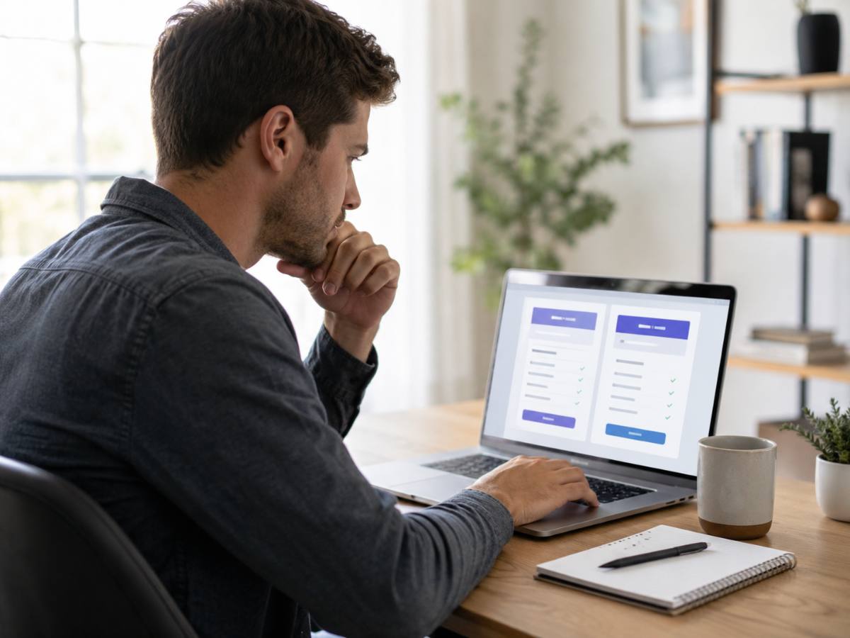 Comparing Hostinger vs GoDaddy hosting plans on a laptop