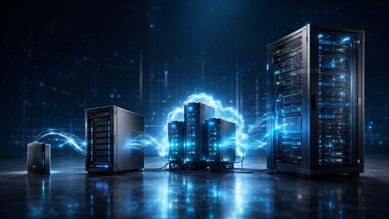 types of web hosting compared on a laptop