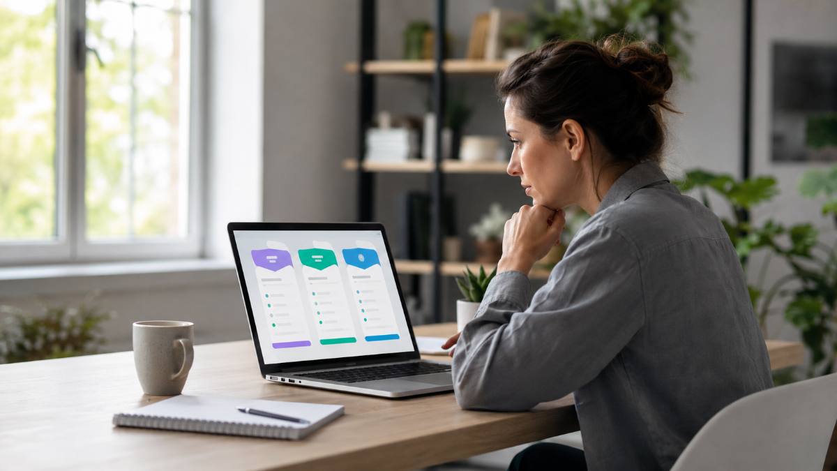 comparing the types of web hosting on a laptop
