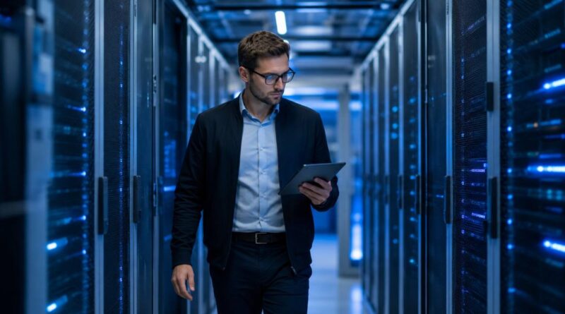 what is web hosting shown by a data center server room