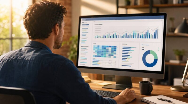 Reviewing keyword research data with the best SEO tools on a monitor