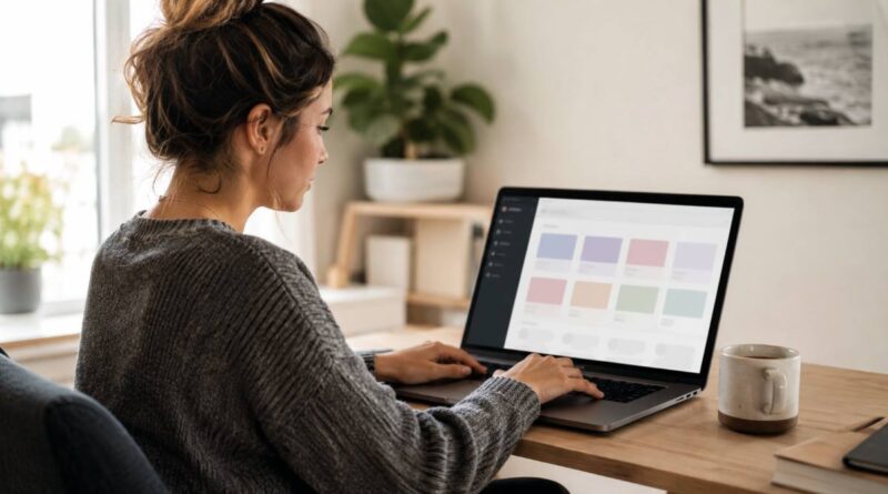 Beginner setting up the best WordPress plugins on a laptop in a bright home office