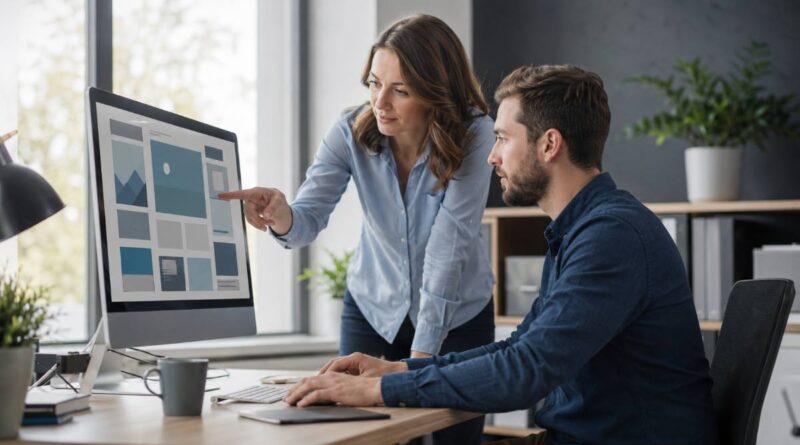 American web designers reviewing whether Elementor Pro worth it on a studio monitor