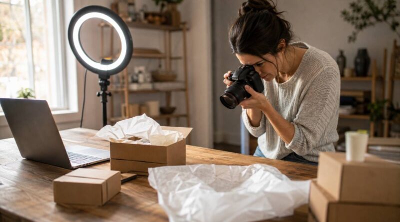 photographing a product to start an online store