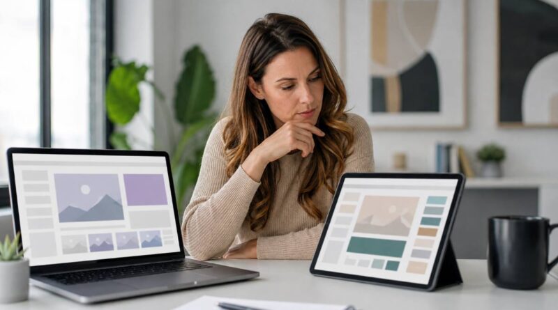 comparing wordpress vs shopify dashboards on a laptop