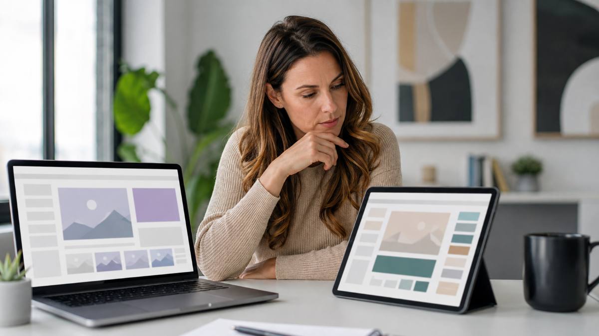 comparing wordpress vs shopify dashboards on a laptop
